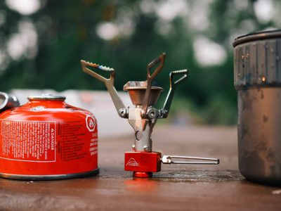 Red MSR camp stove